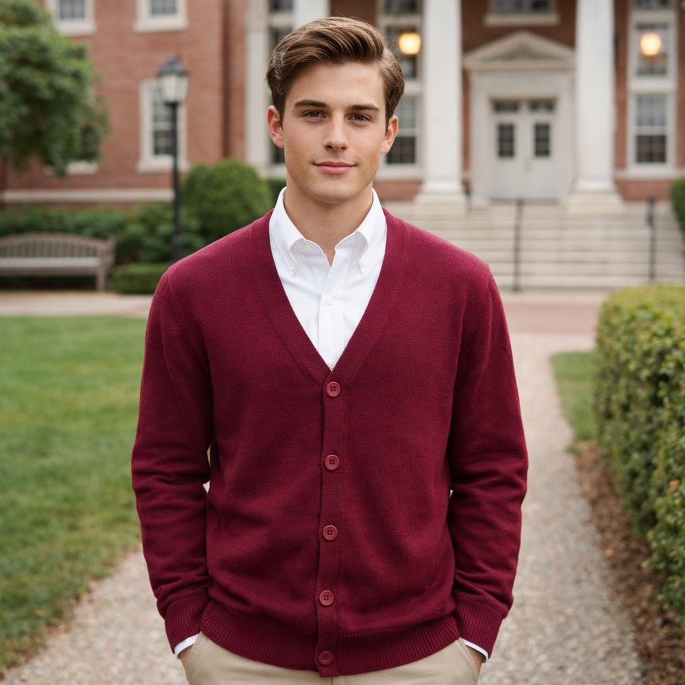 Coofandy Burgundy Grandpa Button Cardigan